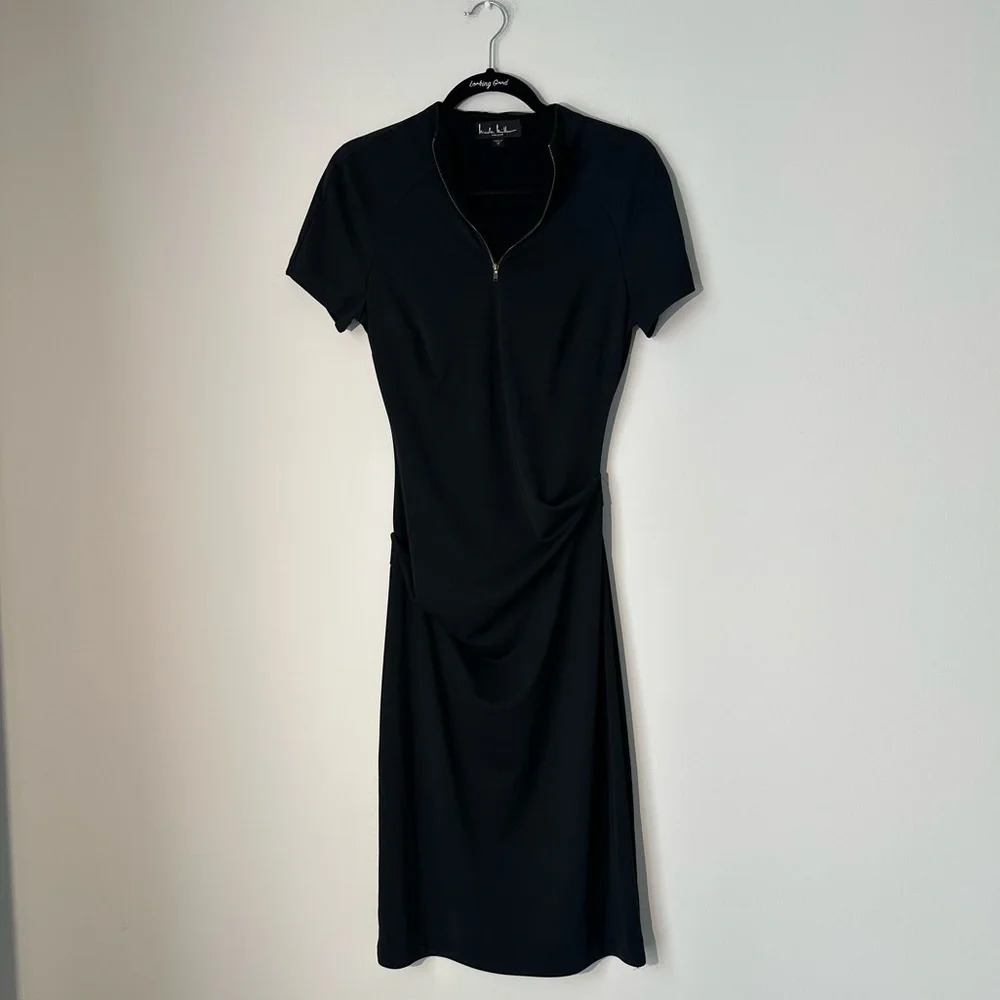 hicole hiller black dress with zipper in front